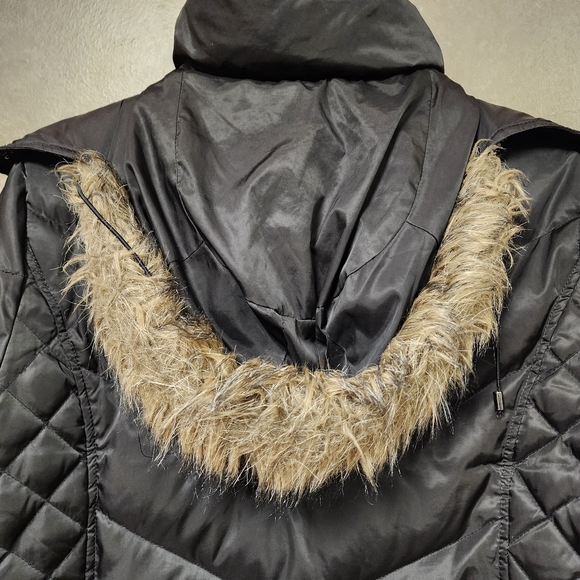 Kenneth Cole Reaction Black Hooded Size Large Feather and Down Puffer Jacket - Picture 6 of 10